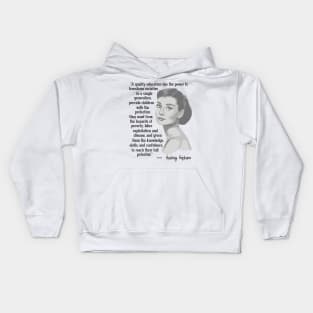 Audrey Hepburn Portrait and Quote Kids Hoodie